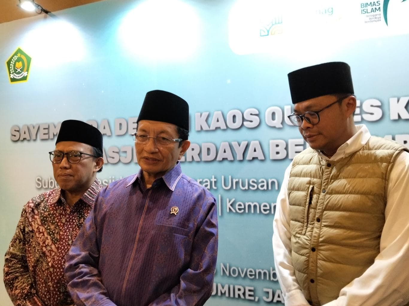 MINTA DOA: Menag Nasaruddin Umar (tengah) menghadiri Temu Nasional Marbot Masjid Indonesia di Jakarta (25/11).